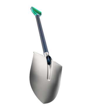 Yeşil saplı kürek.