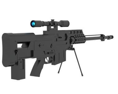 Beyaz arka planda optik görüşü olan modern bir tüfek. 3d oluşturma