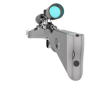 Beyaz zemin üzerinde izole edilmiş 3 boyutlu bir silah.