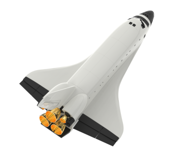 Beyaz arka planda roket. 3d illüstrasyon