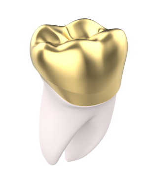 Beyaz arkaplanda izole edilmiş altın dişler 3 d illüstrasyon
