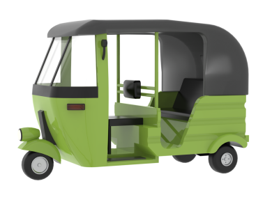 Beyaz arka planda yeşil, modern elektrikli scooter. 3d oluşturma
