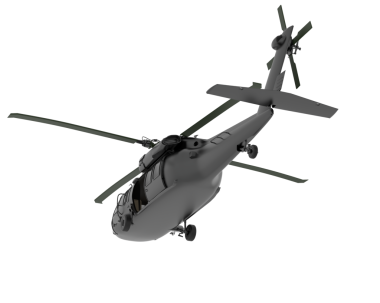 Siyah arkaplanda 3 boyutlu bir helikopter görüntüsü