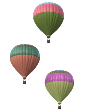 Siyah arka planda renkli sıcak hava balonları