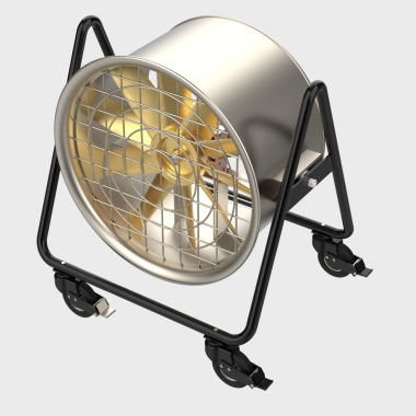 Beyaz arkaplanda boş bir metal vantilatörün 3 boyutlu canlandırması