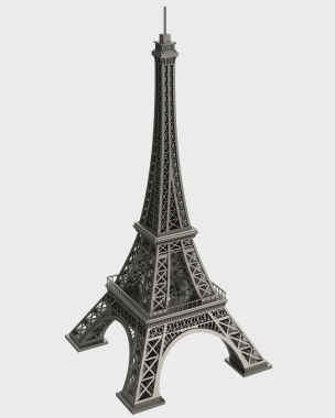Eiffel Kulesi 'nin 3 boyutlu görüntüsü beyaz üzerine izole edilmiş.