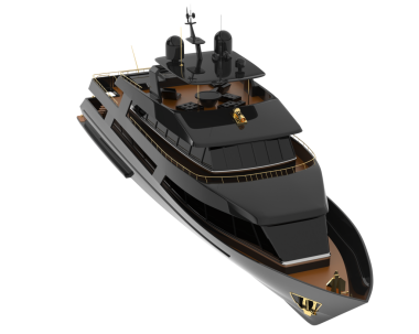 Siyah yat arka planda izole edilmiş. 3D görüntüleme - illüstrasyon