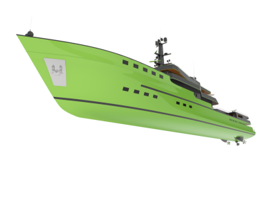 Beyaz arkaplanda izole edilmiş bir geminin 3 boyutlu görüntülenmesi