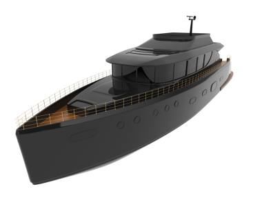 Beyaz arka planda izole edilmiş bir teknenin 3 boyutlu resmi