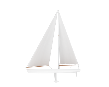 Yelkenli beyaz arka planda izole edildi. 3 boyutlu görüntüleme.