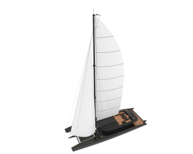 Siyah arka planda bir yat. 3d oluşturma