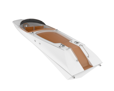 Arka planda izole edilmiş modern bir yat. 3D görüntüleme - illüstrasyon