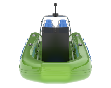 Beyaz zemin üzerinde izole edilmiş yeşil bir su jeti.