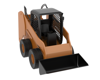 Modern forklift beyazı izole etti. 3D görüntüleme - illüstrasyon