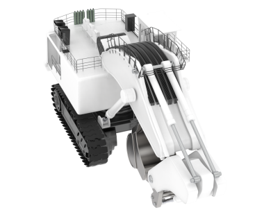 Robot el beyaz bir kablo tutuyor.