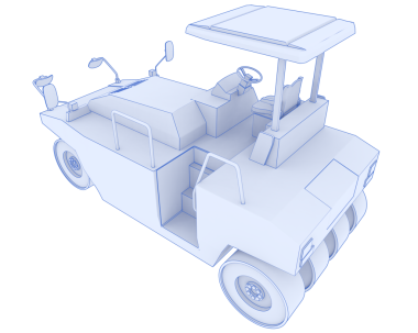 Çizgi film tarzı bir arabanın 3 boyutlu görüntüsü