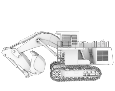 Beyaz arkaplanda 3 boyutlu bir kazıcı oluşturma