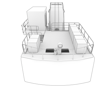 Siyah arka planda bir sanayi gemisinin 3 boyutlu canlandırması