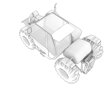 Beyaz bir arabanın 3 boyutlu resmi