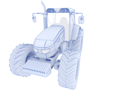 Beyaz arkaplanda izole edilmiş bir traktörün 3 boyutlu görüntüsü