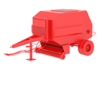 kırmızı tarımsal makine beyaz arkaplanda izole edilmiş 3 boyutlu görüntüleme