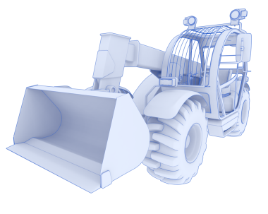 Perspektifte bir kazıcının 3 boyutlu çizimi