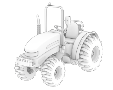 Beyaz arkaplanda izole edilmiş traktör 3 boyutlu görüntüleme - illüstrasyon