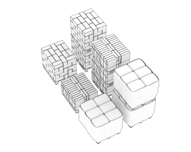 Siyah arkaplanda beyaz küpler oluşturuluyor..