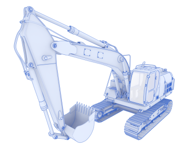 Kazıcı arka planda izole edildi. 3D görüntüleme - illüstrasyon