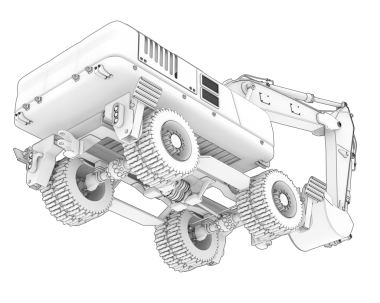 Beyaz arkaplanda çizilmiş bir robotik kolun 3 boyutlu canlandırması