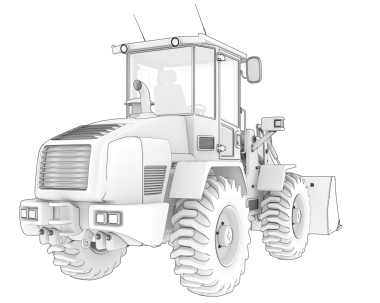 Beyaz arkaplanda traktör