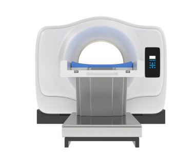 Modern tıbbi dijital MRI makinesi beyaz arka planda izole edilmiş. 3d oluşturma