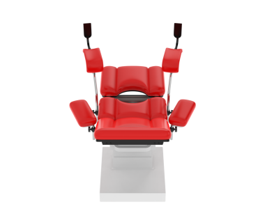 Beyaz zemin üzerinde izole edilmiş kırmızı modern bir robotun 3 boyutlu görüntüsü.