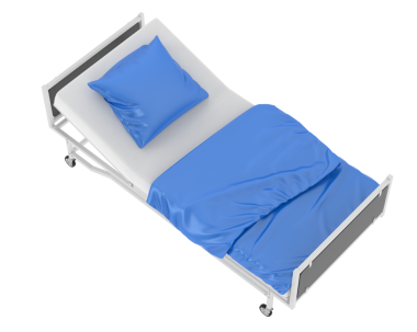 Yatak ve yastıklı, 3 boyutlu, bilgisayar destekli illüstrasyon..