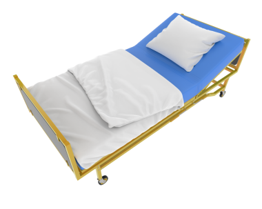 3 boyutlu beyaz bir yatak.