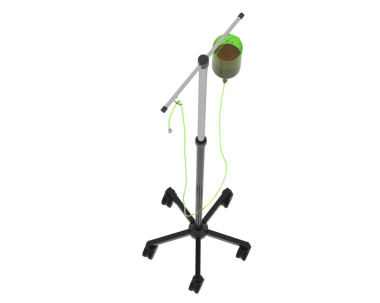 Siyah arkaplanda yeşil ekranlı bir bilgisayarın 3 boyutlu görüntülenmesi