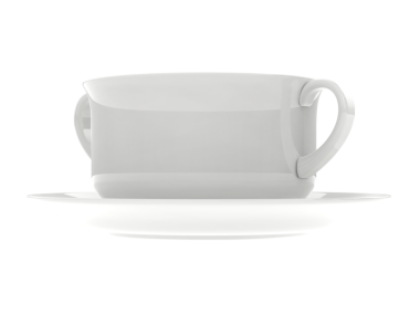 Boş beyaz fincan beyaz zemin üzerine izole