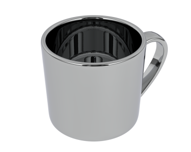 Beyaz arka planı olan alüminyum bardak. 3d oluşturma