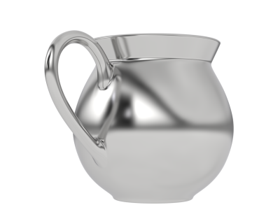 Beyaz arkaplanda izole edilmiş gümüş çaydanlığın 3 boyutlu çizimi