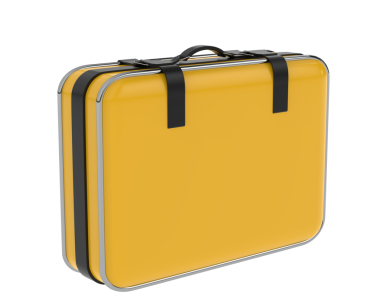 Sarı çanta beyaz arka planda izole edilmiş. 3d illüstrasyon