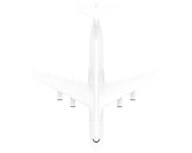 Uçağın beyaz zemin üzerindeki 3 boyutlu görüntüsü