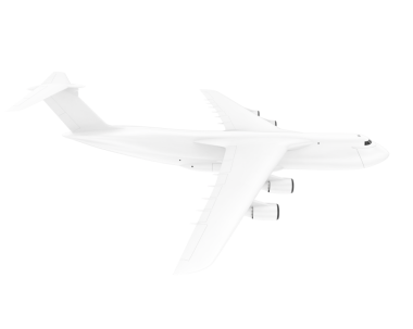 Beyaz arka planda izole edilmiş beyaz bir uçağın 3 boyutlu görüntüsü