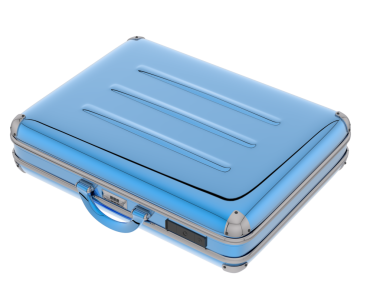 Açık saplı mavi bavul.