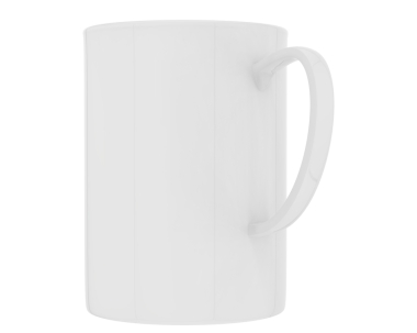 Beyaz arka planda bir kupa. 3d oluşturma