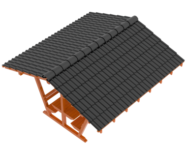 Beyaz zemin üzerinde izole edilmiş bir çatının 3 boyutlu görüntülenmesi