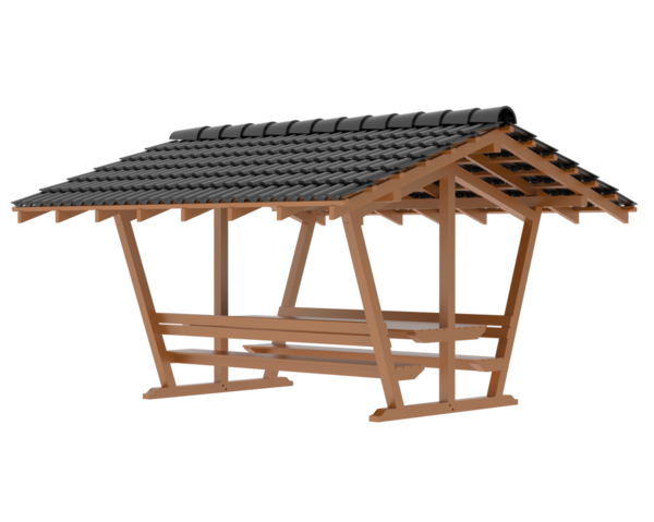 Beyaz arka planda çatısı olan ahşap ev