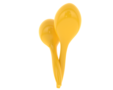 Beyaz arkaplanda sarı plastik kaşık