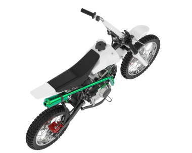 Yeşil motosiklet beyaz arka planda izole edilmiş. 3d oluşturma