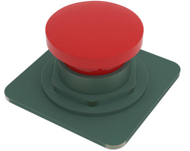 Beyaz üzerine kırmızı yuvarlak düğme. 3D oluşturuldu.