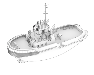 Bir gemideki gemi. 3d oluşturma